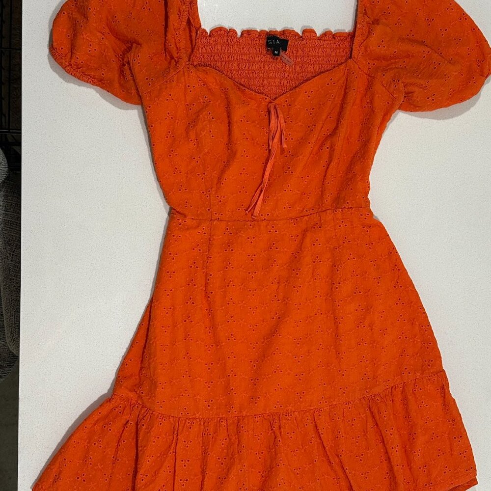 Women’s Orange Summer Dress – Open Back – Size M